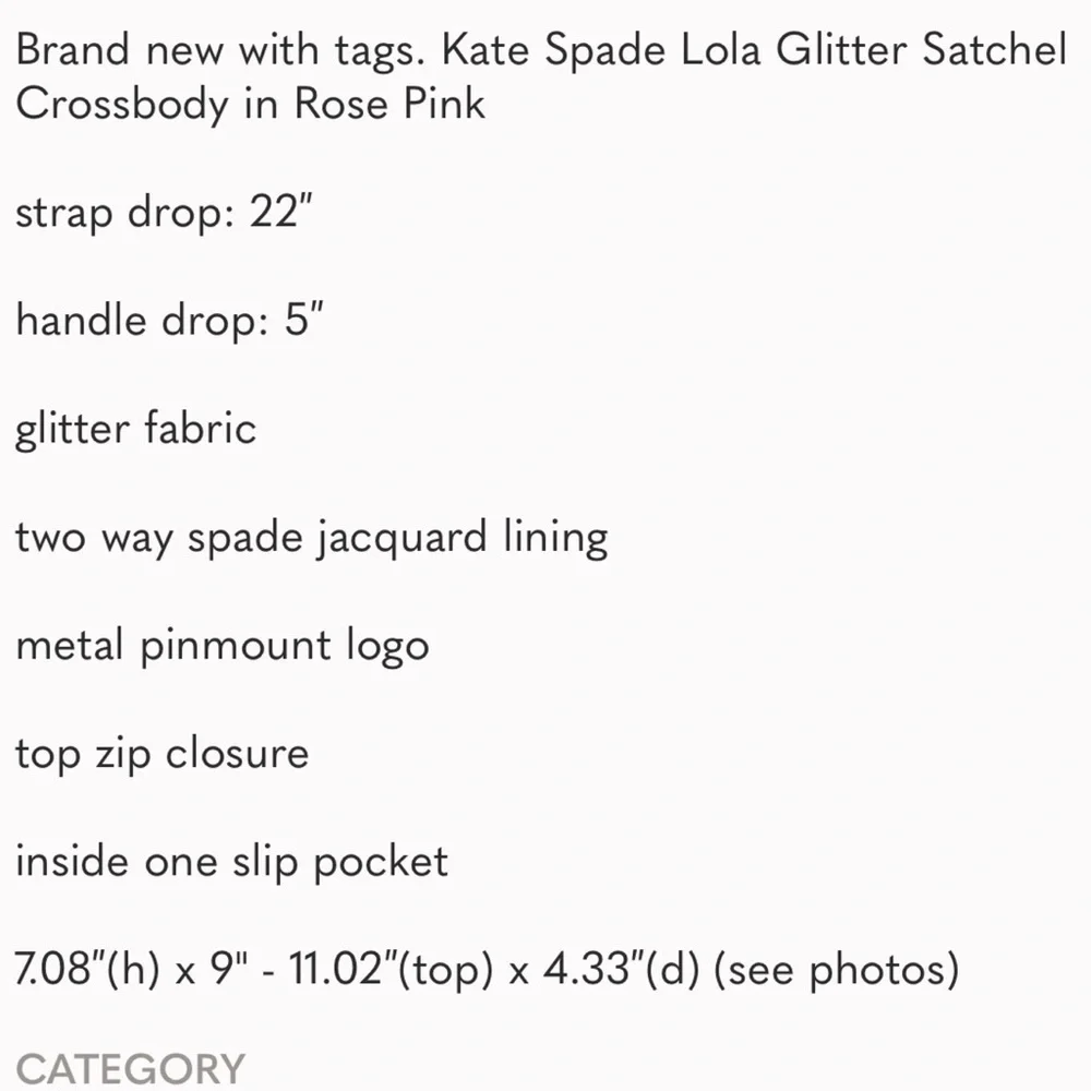 Kate Spade Pink Lola Metallic and Glitter Crossbody Bag NWT Gorgeous! - Picture 6 of 6